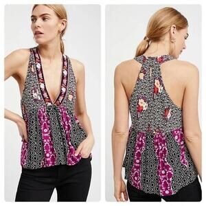 Free People Top Women's Sz XS Dream Darlin' Floral Blouse Sleeveless Multicolor